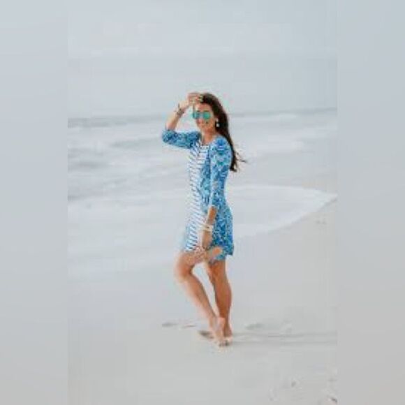 Lilly Pulitzer Nila Striped Blue Shift Dress Sz M - Picture 6 of 12